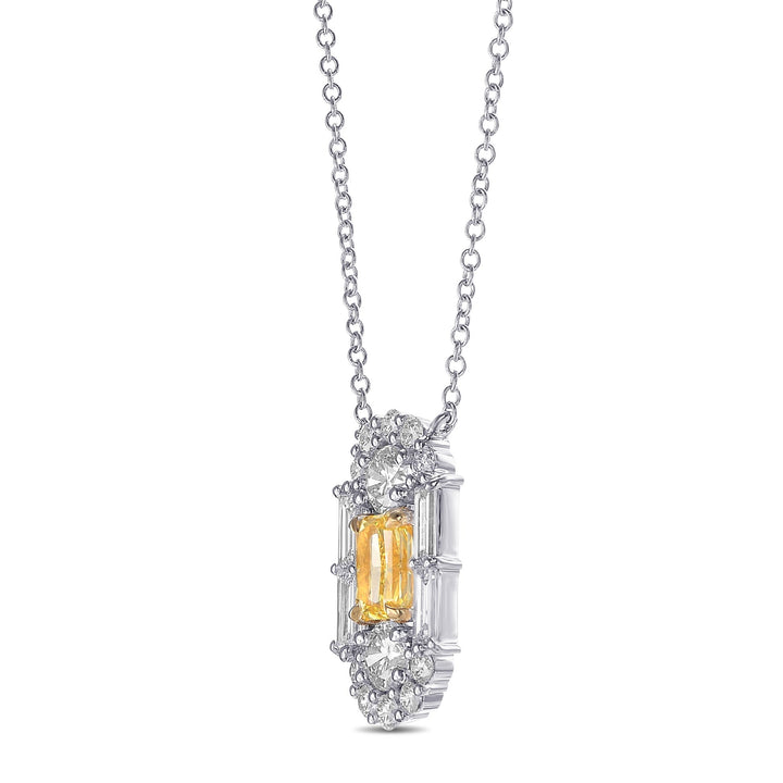 LEIBISH 0.50ct Fancy Vivid Yellow Radiant Diamond Art Deco Pendant