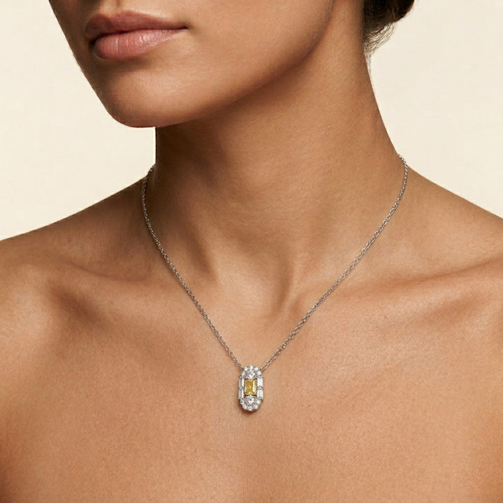 LEIBISH 0.50ct Fancy Vivid Yellow Radiant Diamond Art Deco Pendant