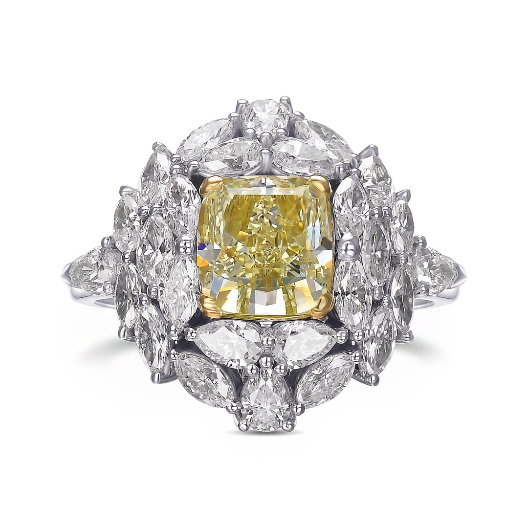 LEIBISH 2.14ct Fancy Green Yellow Cushion Diamond Ring