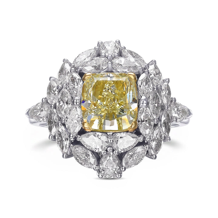 LEIBISH 2.14ct Fancy Green Yellow Cushion Diamond Ring
