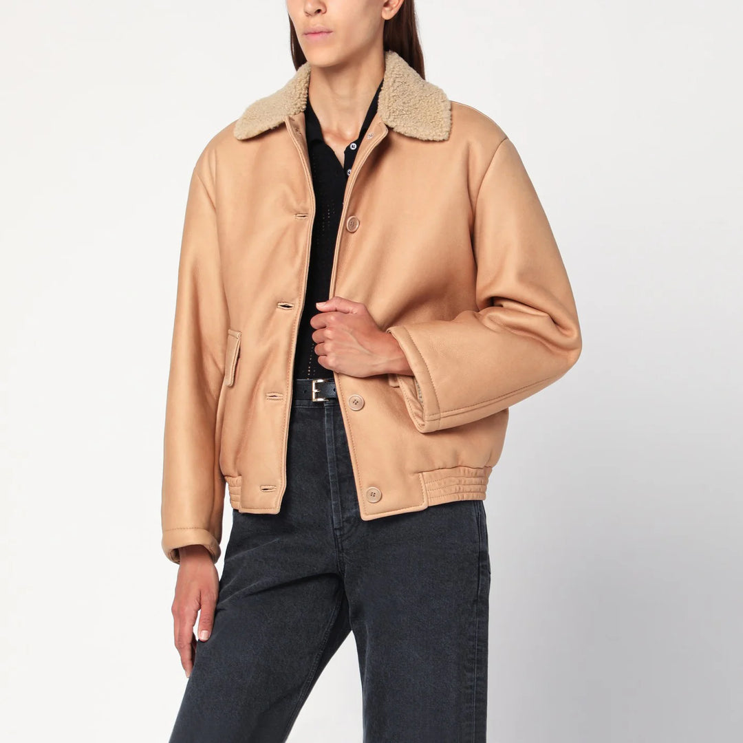 Salvatore Santoro - Nude leather bomber jacket