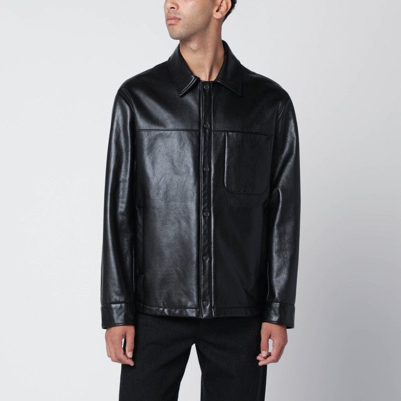 #N/A Salvatore Santoro - Black leather overshirt - 48 IT Brand