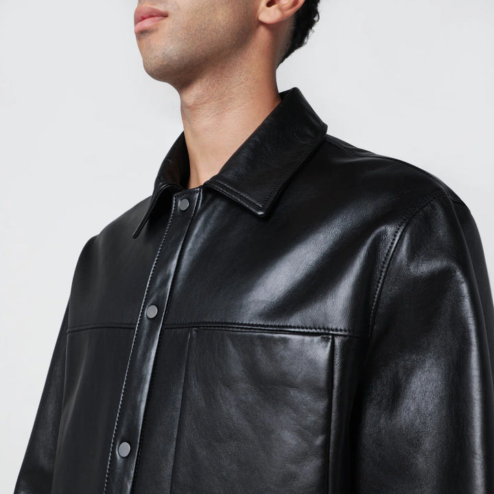 Salvatore Santoro - Black leather overshirt