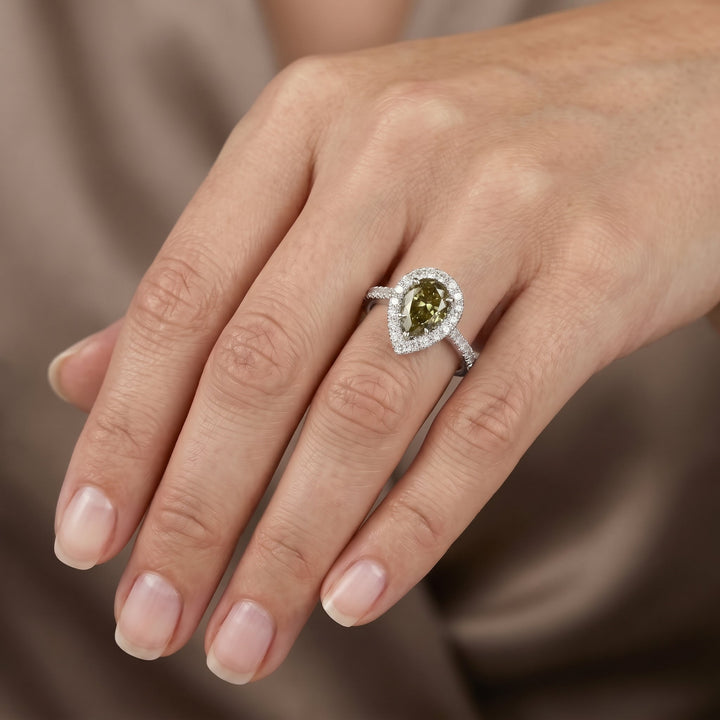 LEIBISH 1.25ct Chameleon Pear Diamond Halo Engagement Ring