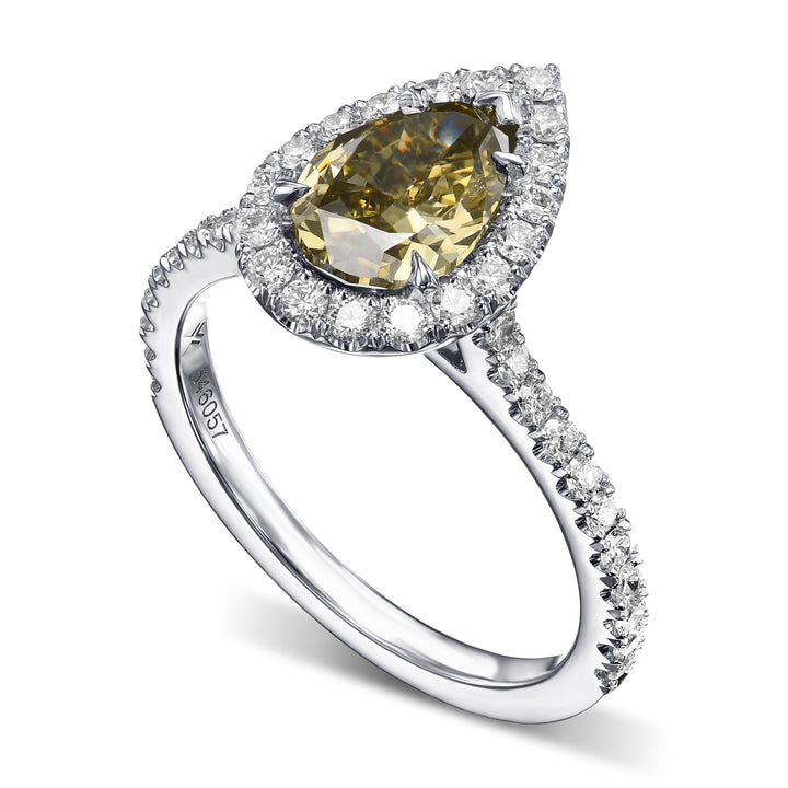 LEIBISH 1.25ct Chameleon Pear Diamond Halo Engagement Ring