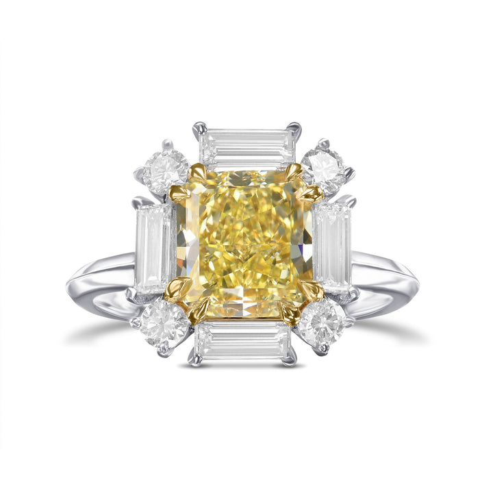 LEIBISH 2.23ct Fancy Yellow Cushion Diamond Halo Ring