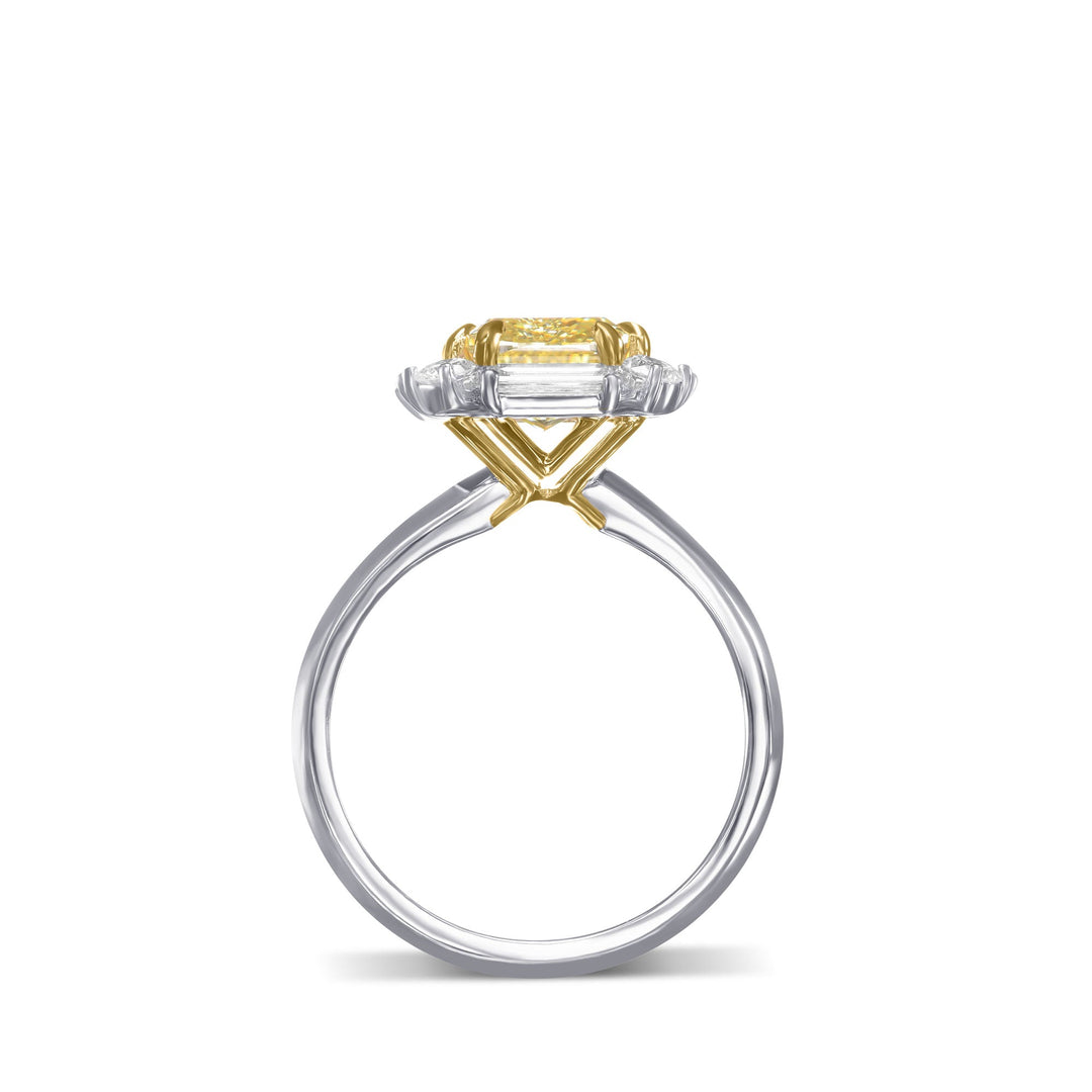 LEIBISH 2.23ct Fancy Yellow Cushion Diamond Halo Ring