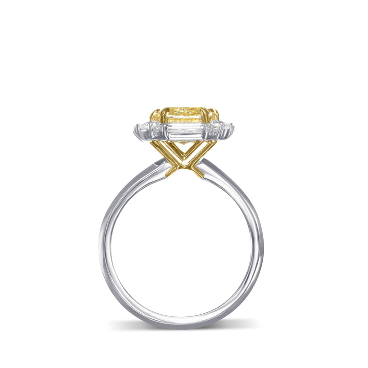 LEIBISH 2.23ct Fancy Yellow Cushion Diamond Halo Ring