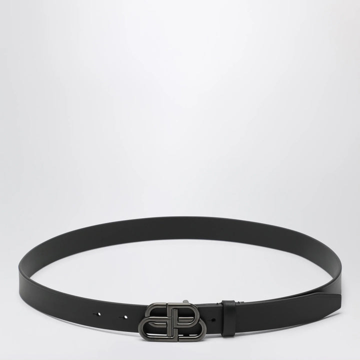 Balenciaga - Slim BB belt in calfskin leather in black