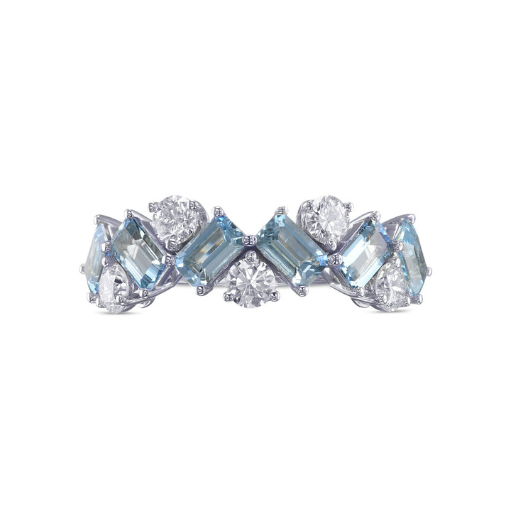 LEIBISH Aquamarine &amp; Diamond Band Ring