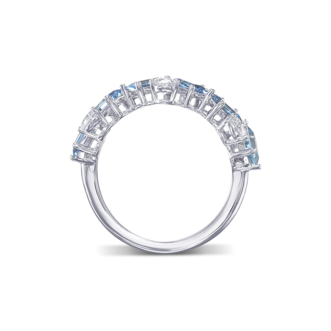 LEIBISH Aquamarine &amp; Diamond Band Ring
