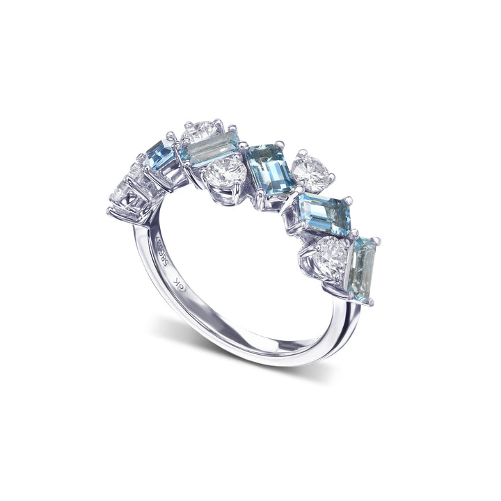 LEIBISH Aquamarine &amp; Diamond Band Ring