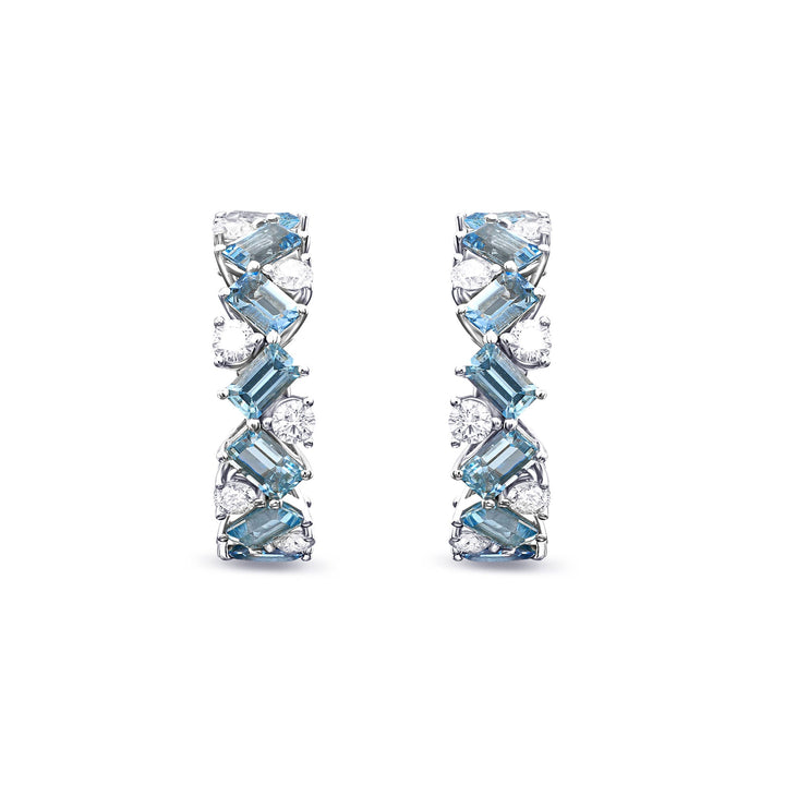 LEIBISH Aquamarine &amp; Diamond Hoop Earrings