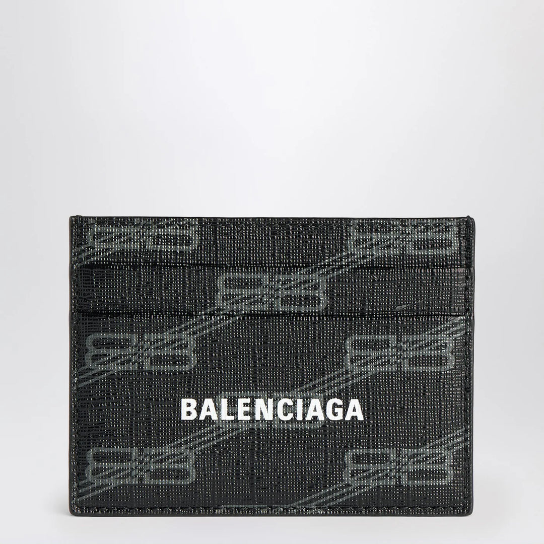 Balenciaga - Signature card holder in black and grey BB Monogram coated canvas