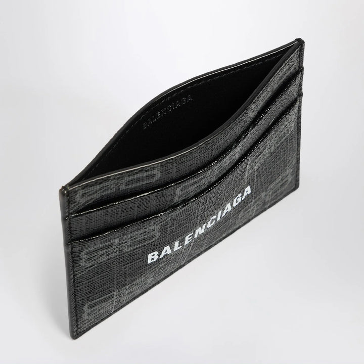 Balenciaga - Signature card holder in black and grey BB Monogram coated canvas