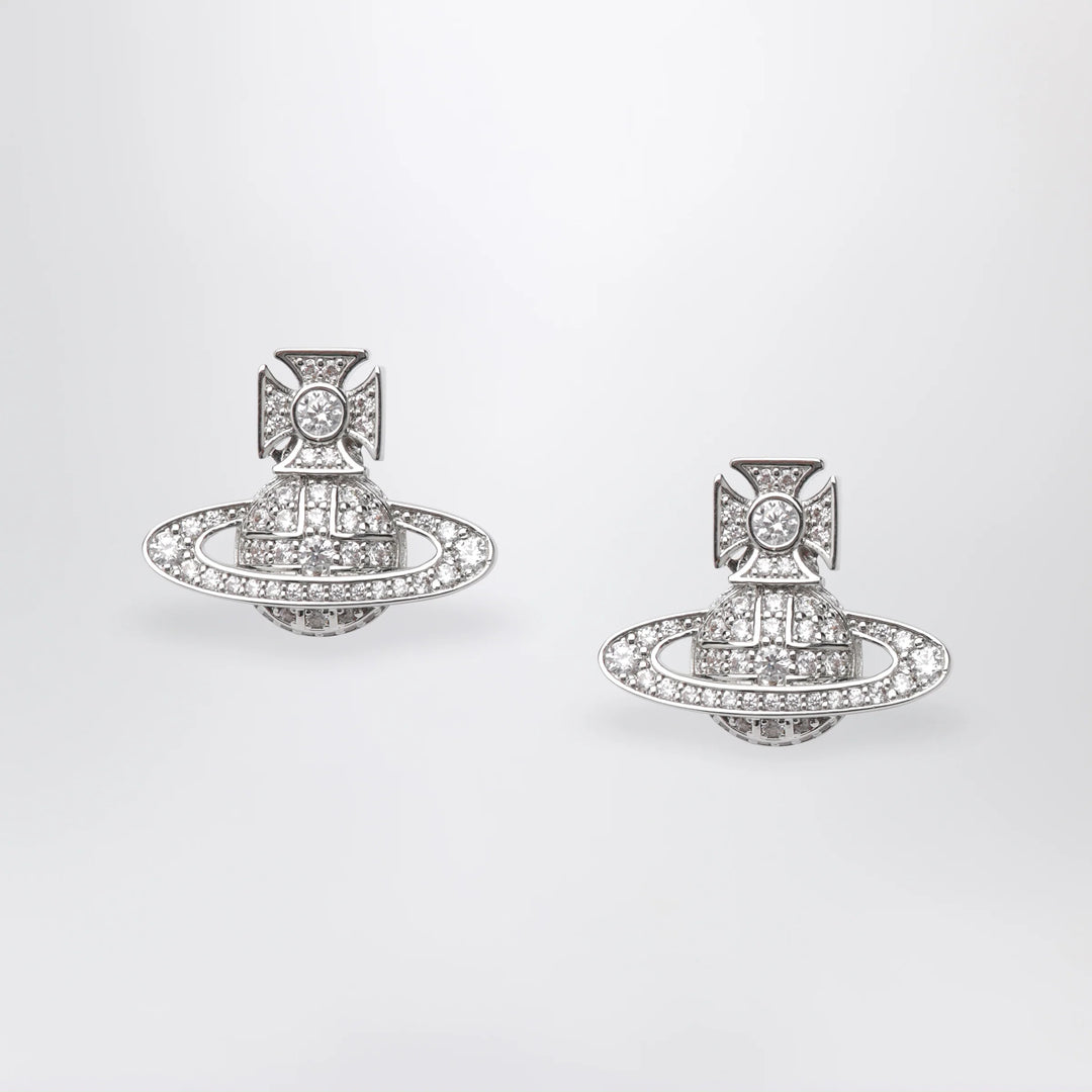 Vivienne Westwood - Platinum-Tone Metal Orb Earrings with Crystals