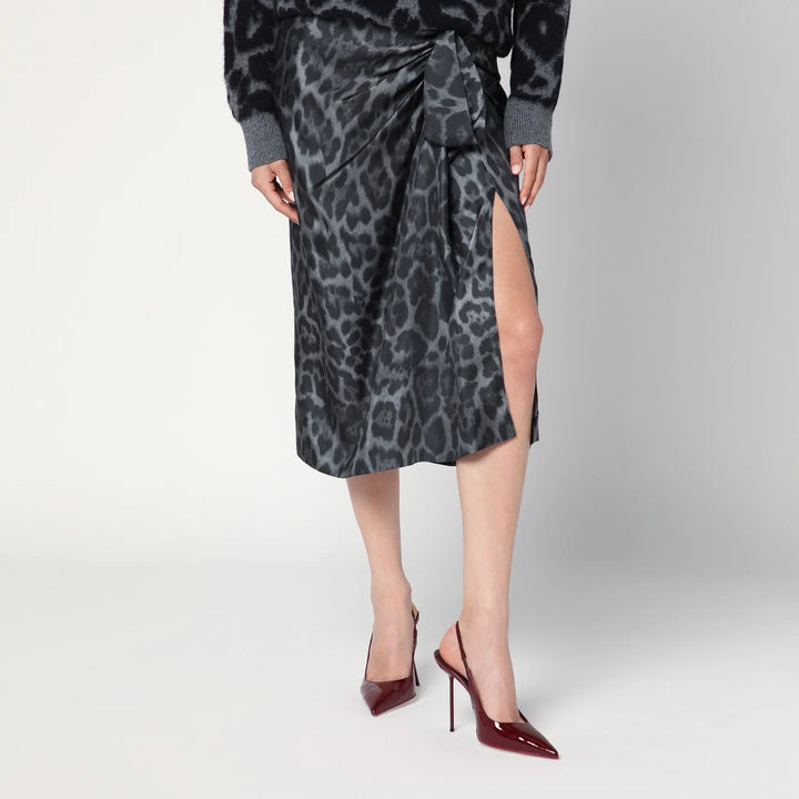 Stella McCartney - Leopard midi skirt with knot