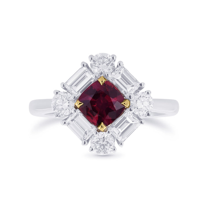 LEIBISH 0.60ct Red Ruby &amp; Diamond Halo Ring