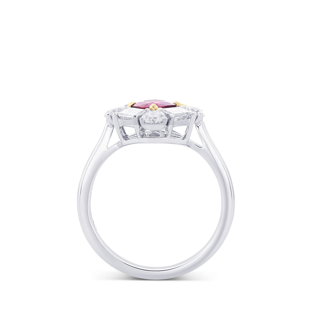 LEIBISH 0.60ct Red Ruby &amp; Diamond Halo Ring