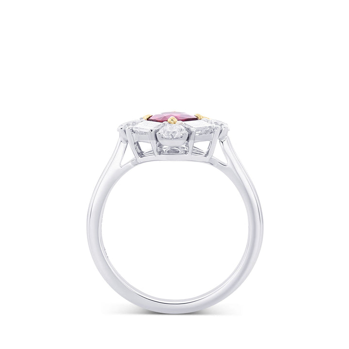 LEIBISH 0.60ct Red Ruby &amp; Diamond Halo Ring