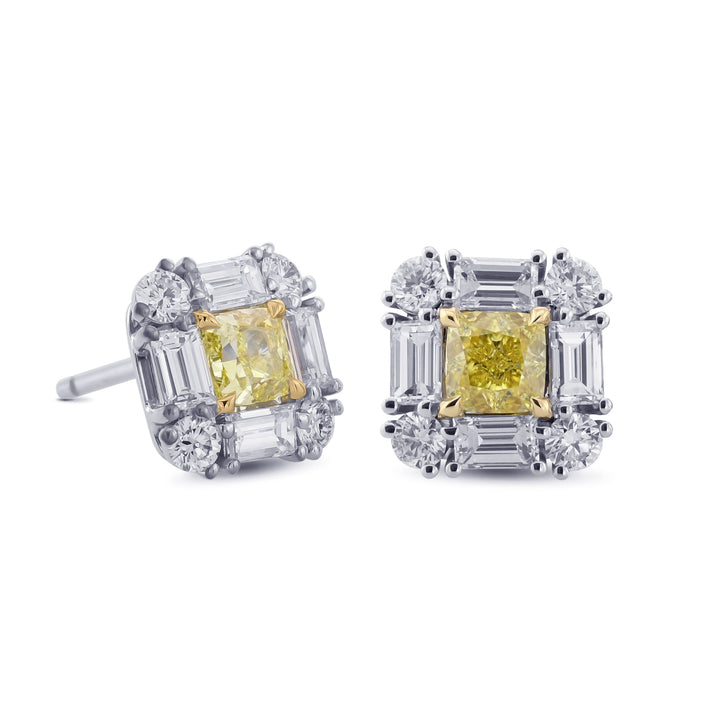 LEIBISH 1.01ct Fancy Intense Yellow Cushion Diamond Halo Earrings