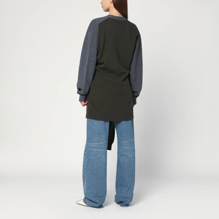 Stella McCartney - Grey/dark green cardigan with crossed sleeves
