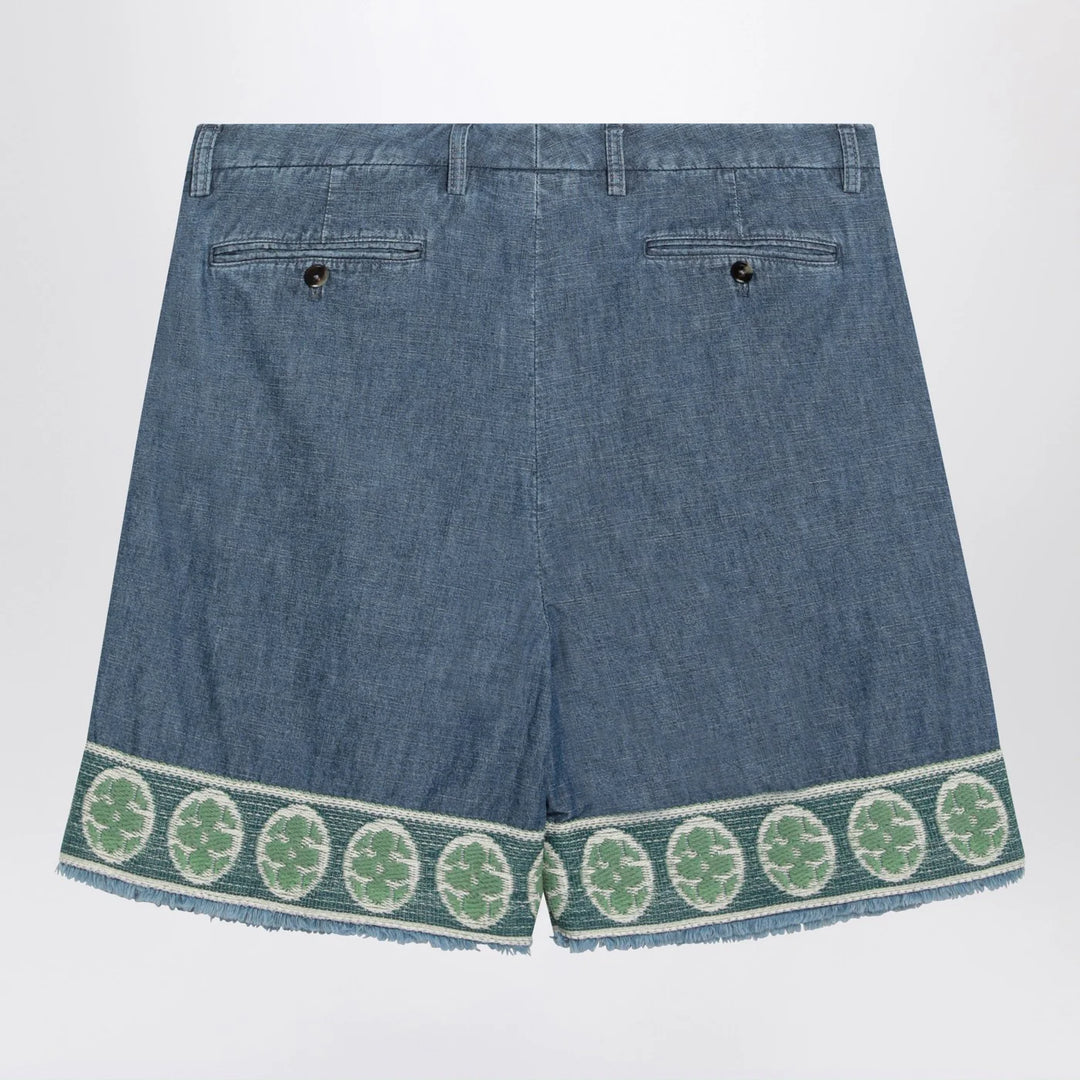 Valentino - Blue bermuda short with jacquard bottom