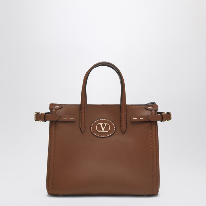 Valentino Garavani Tobacco Leather Small Antibes Tote Bag
