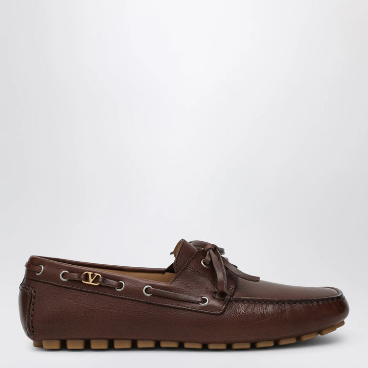 Valentino Garavani - Brown leather moccasin driver Fantaway