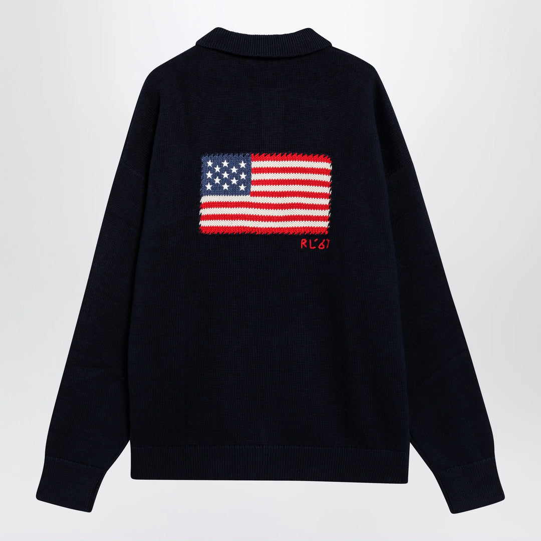 Polo Ralph Lauren - Navy blue polo sweater with flag motif