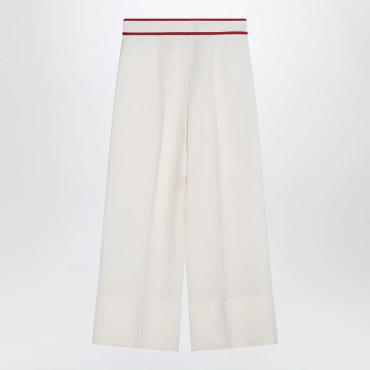 Valentino - Ivory trousers with Gold V