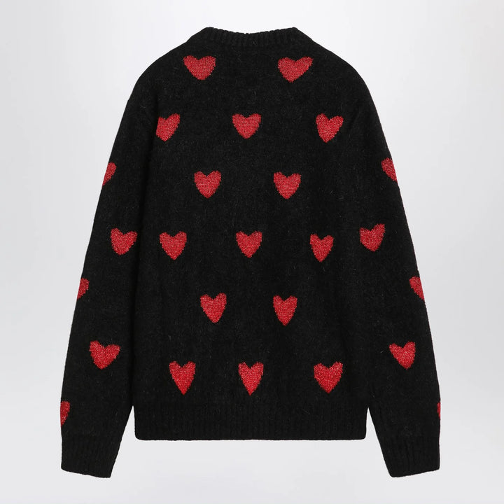 Valentino - Jacquard heart pattern sweater black/red