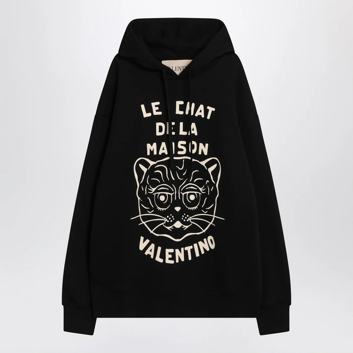 Valentino - Black sweatshirt with Le Chat de la Maison patch