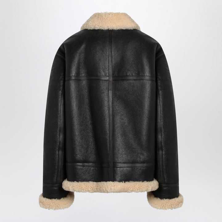 Saint Laurent Black leather and shearling jacket