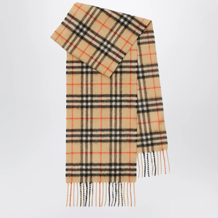 Burberry - Beige cashmere check scarf