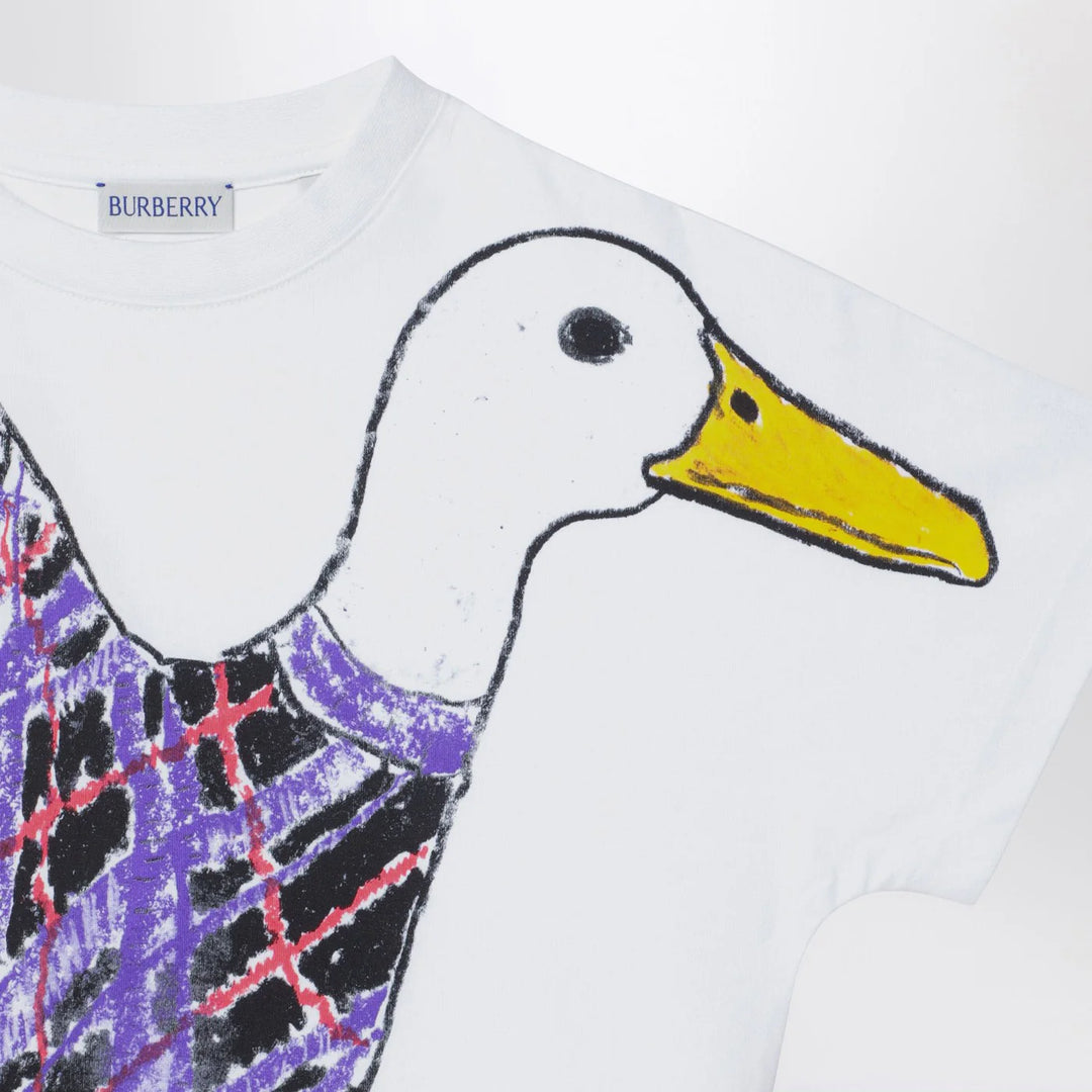 Burberry - White cotton T-shirt with print