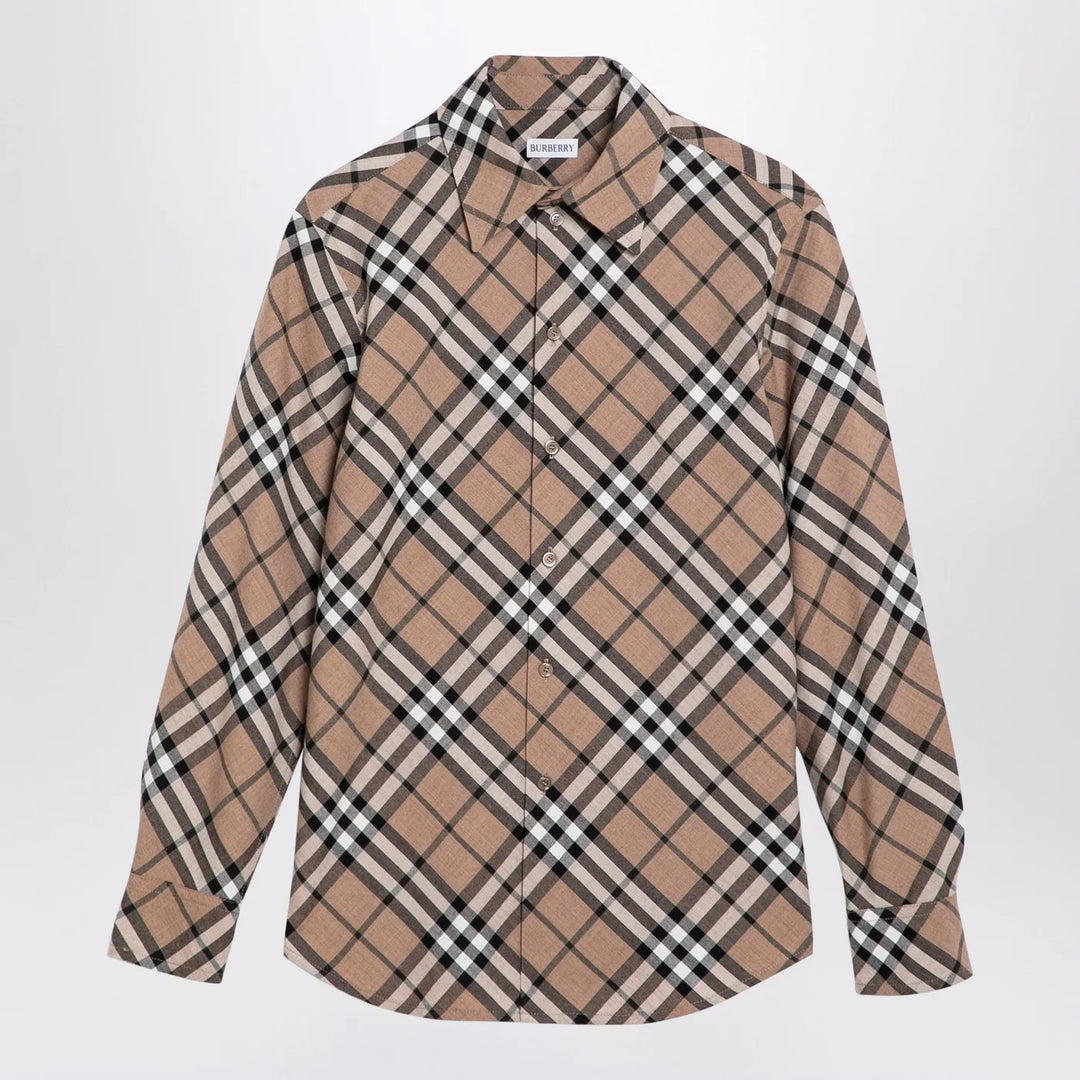 Burberry - Check pattern wool blend shirt