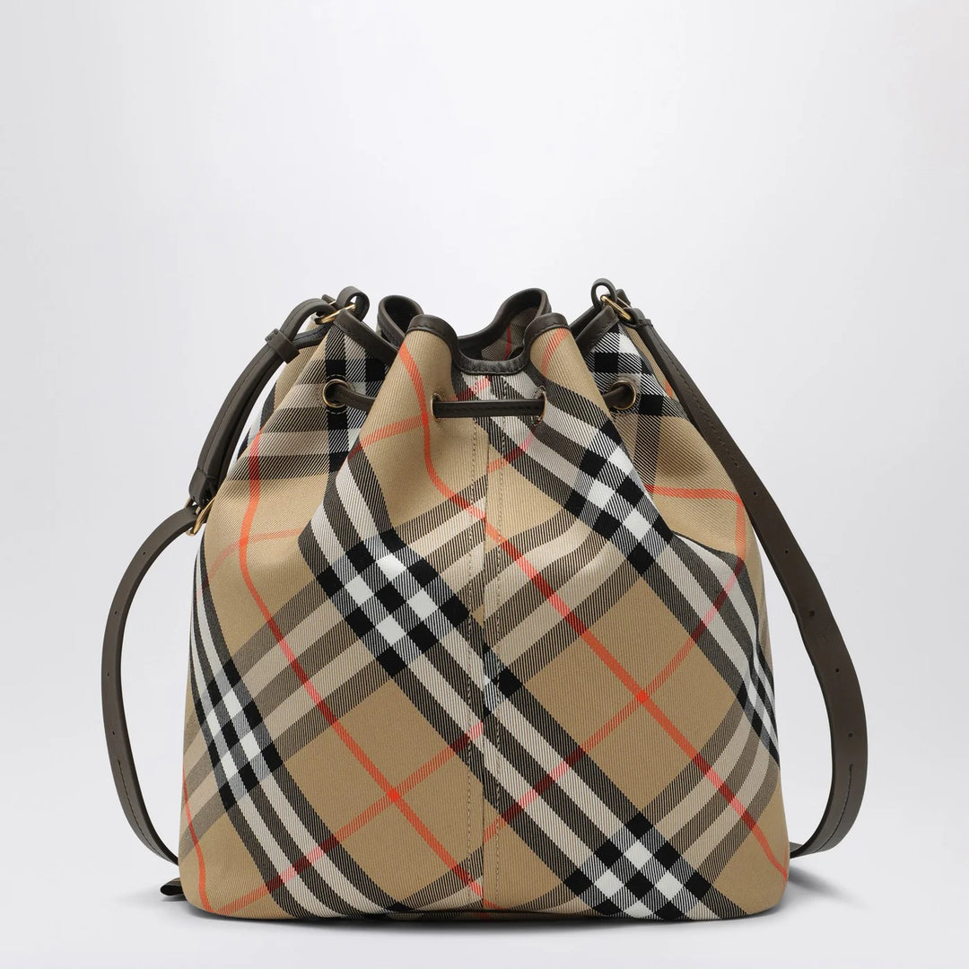 Burberry - Medium beige bucket bag with Check pattern