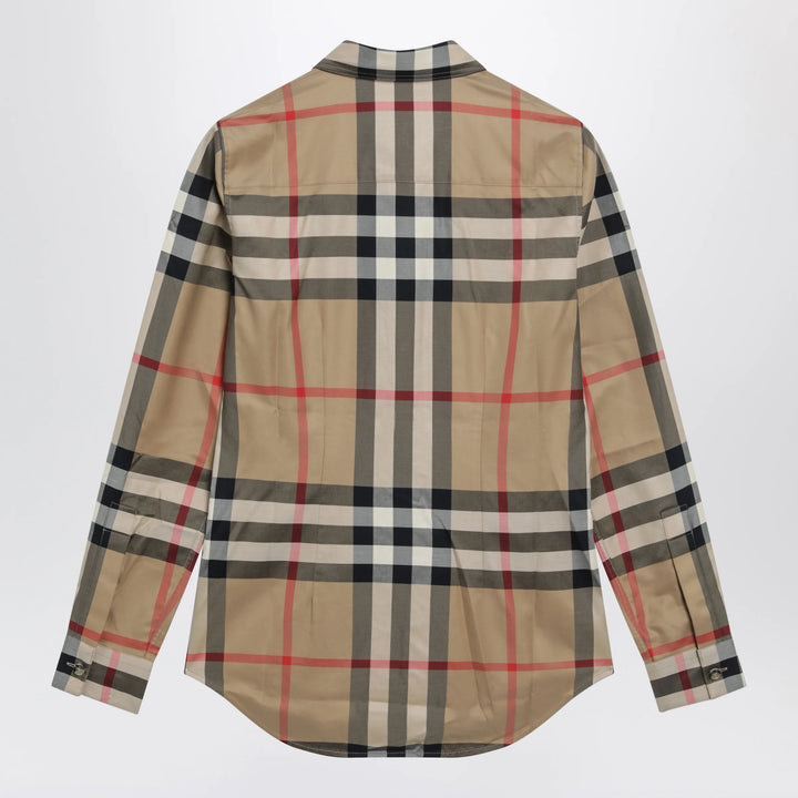 Burberry - Slim-fit cotton twill check shirt in archive beige