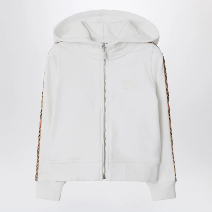 Burberry - White zip hoodie with Check trims