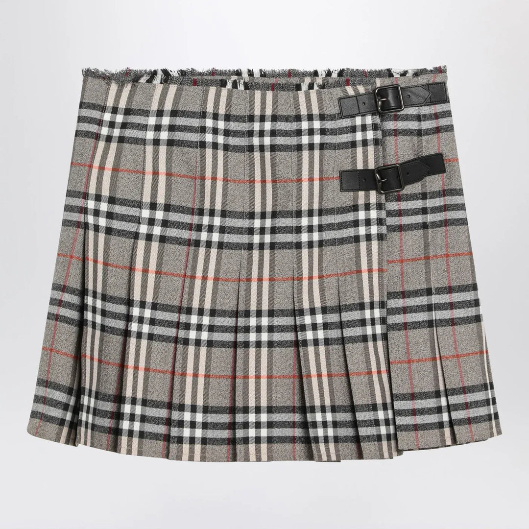 Burberry - Grey wool kilt skirt with Check pattern Brand Skirts 10 UK