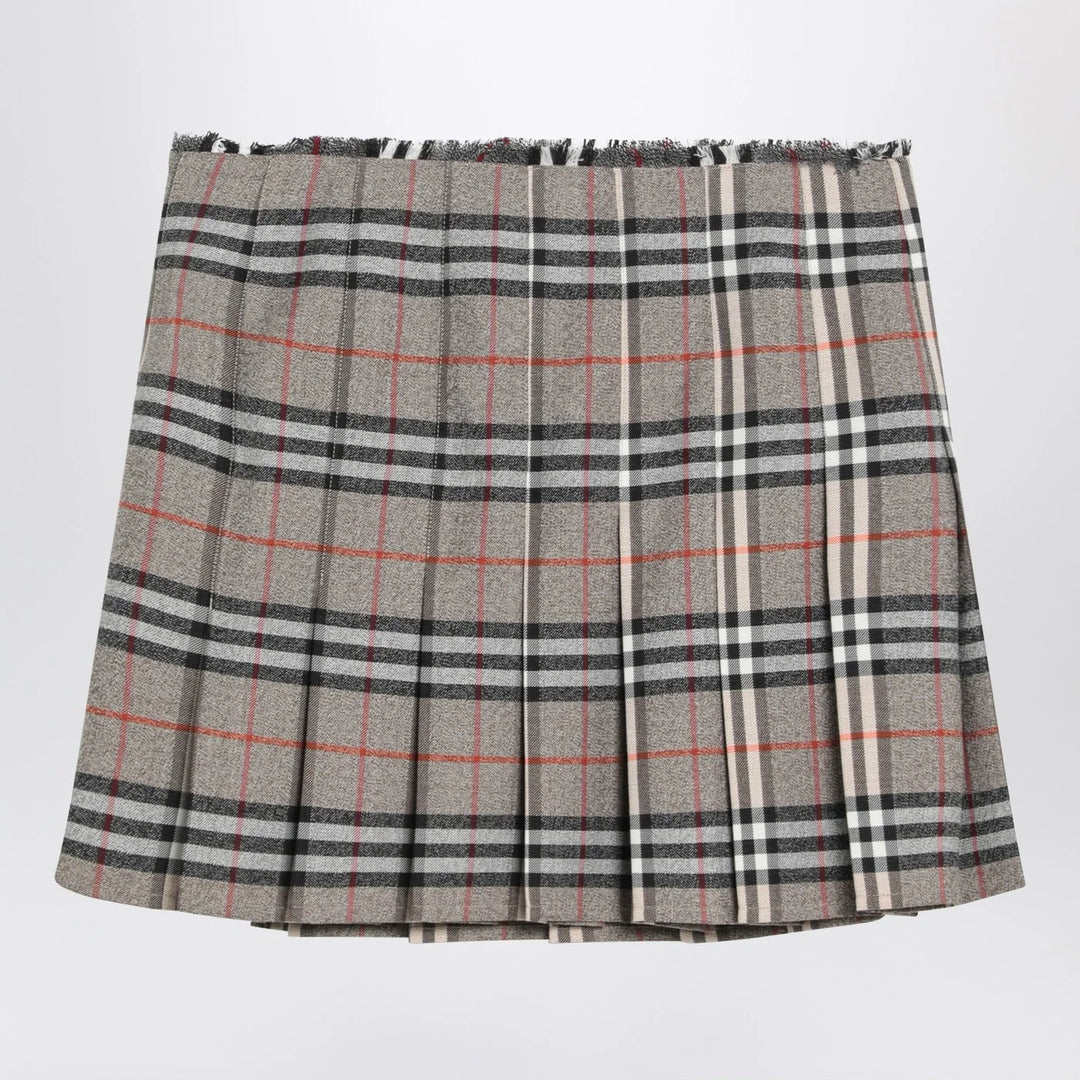 Burberry - Grey wool kilt skirt with Check pattern