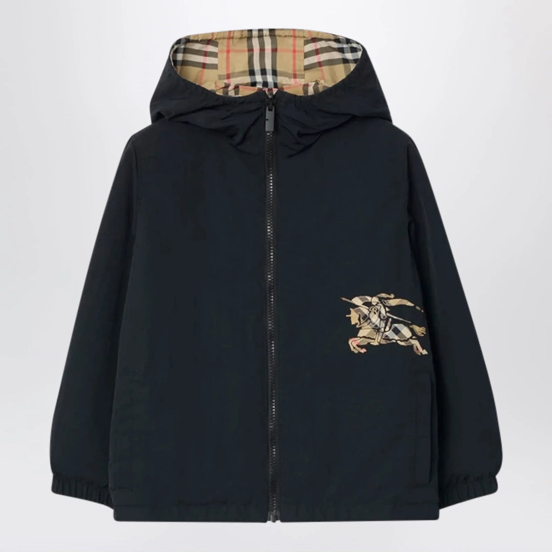 Burberry - Reversible check hooded nylon jacket in sand