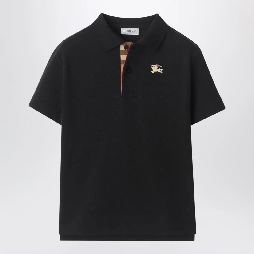 Burberry - Black cotton piqué polo shirt
