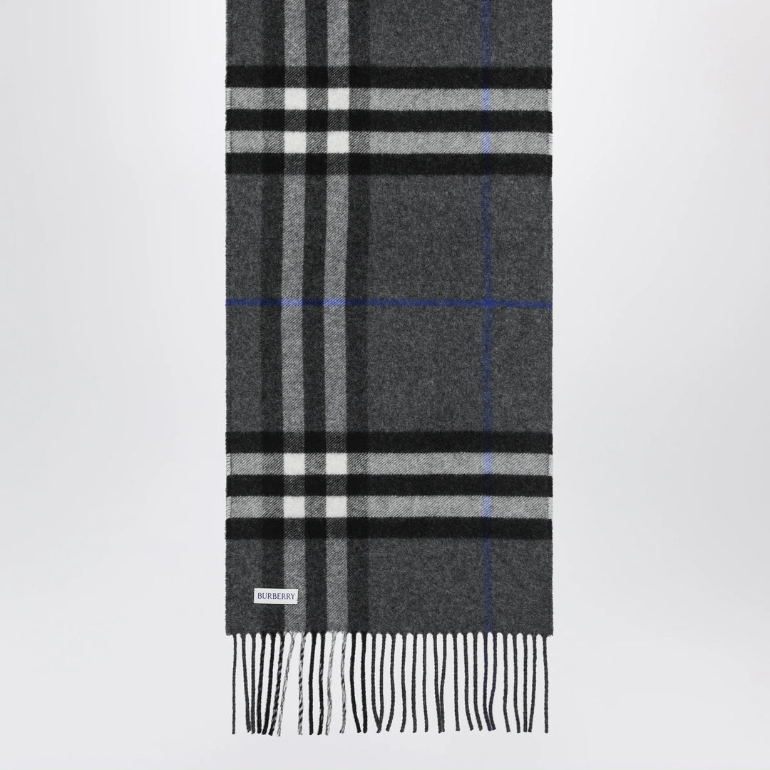 Burberry - Reversible check cashmere scarf in grey