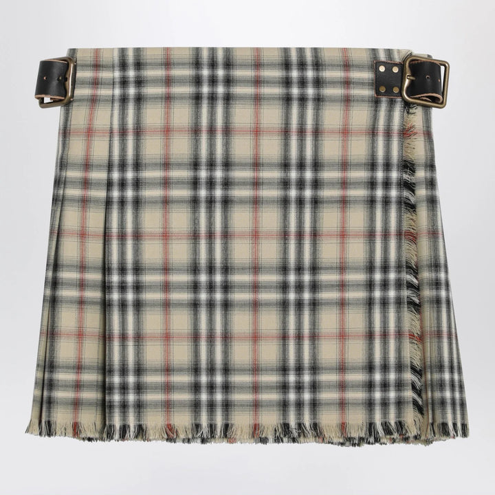 Burberry - Beige wool mini kilt with Check pattern