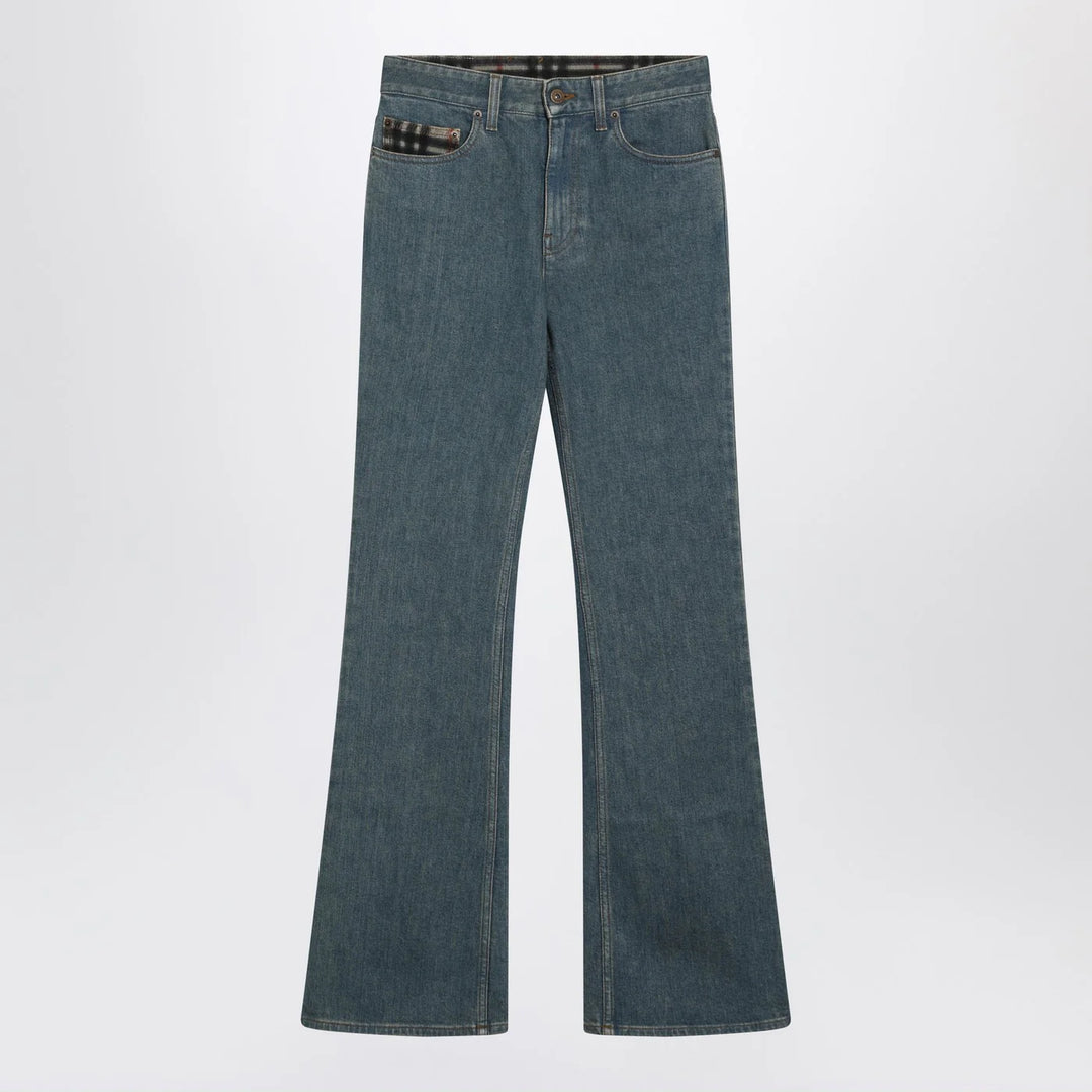 Burberry - Mid-blue jeans with Check-pattern pocket