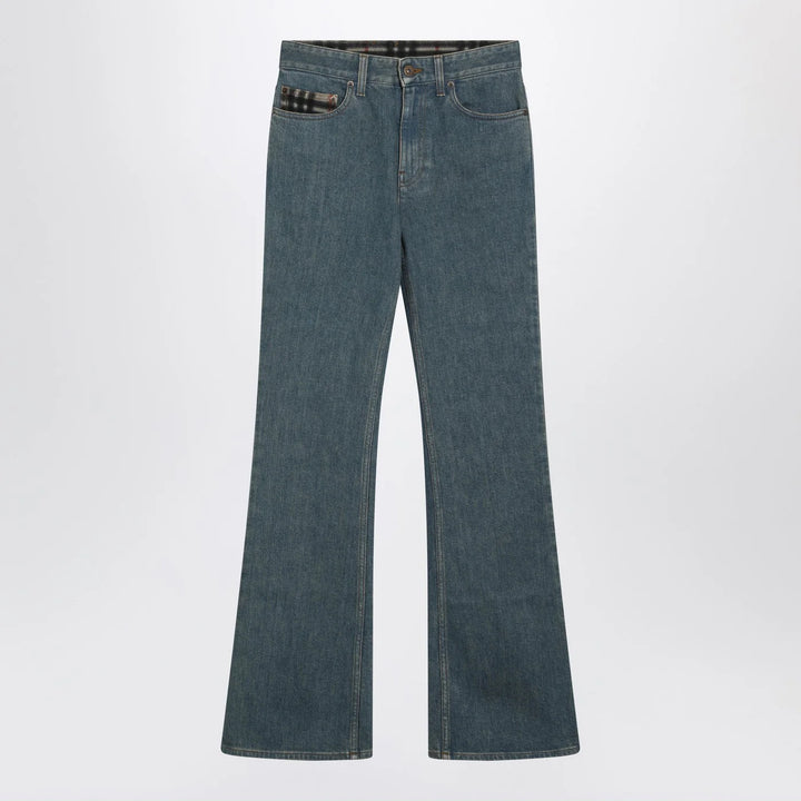 Burberry - Mid-blue jeans with Check-pattern pocket