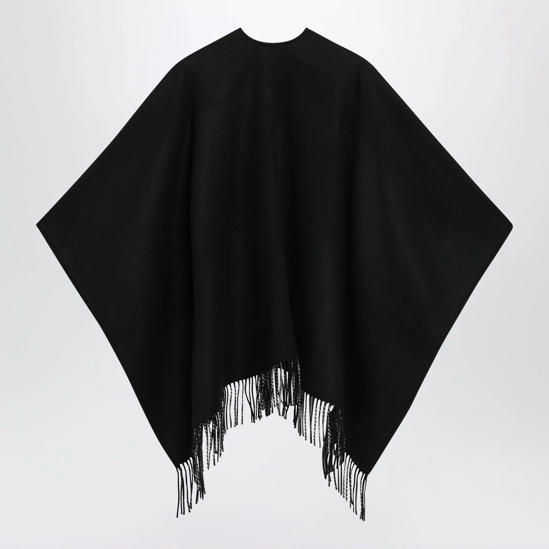 Burberry - Reversible wool check cape with fringes in black
