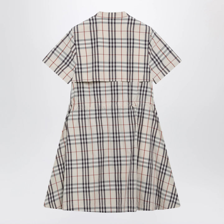 Burberry - Beige check short-sleeve cotton dress